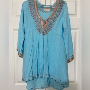 - Emma Caine Turquoise embroidered coverup size XL